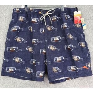 Tommy Bahama Relax Mens XL Naples Booze Cruise Ship in a Bottle Swim Trunks Blue